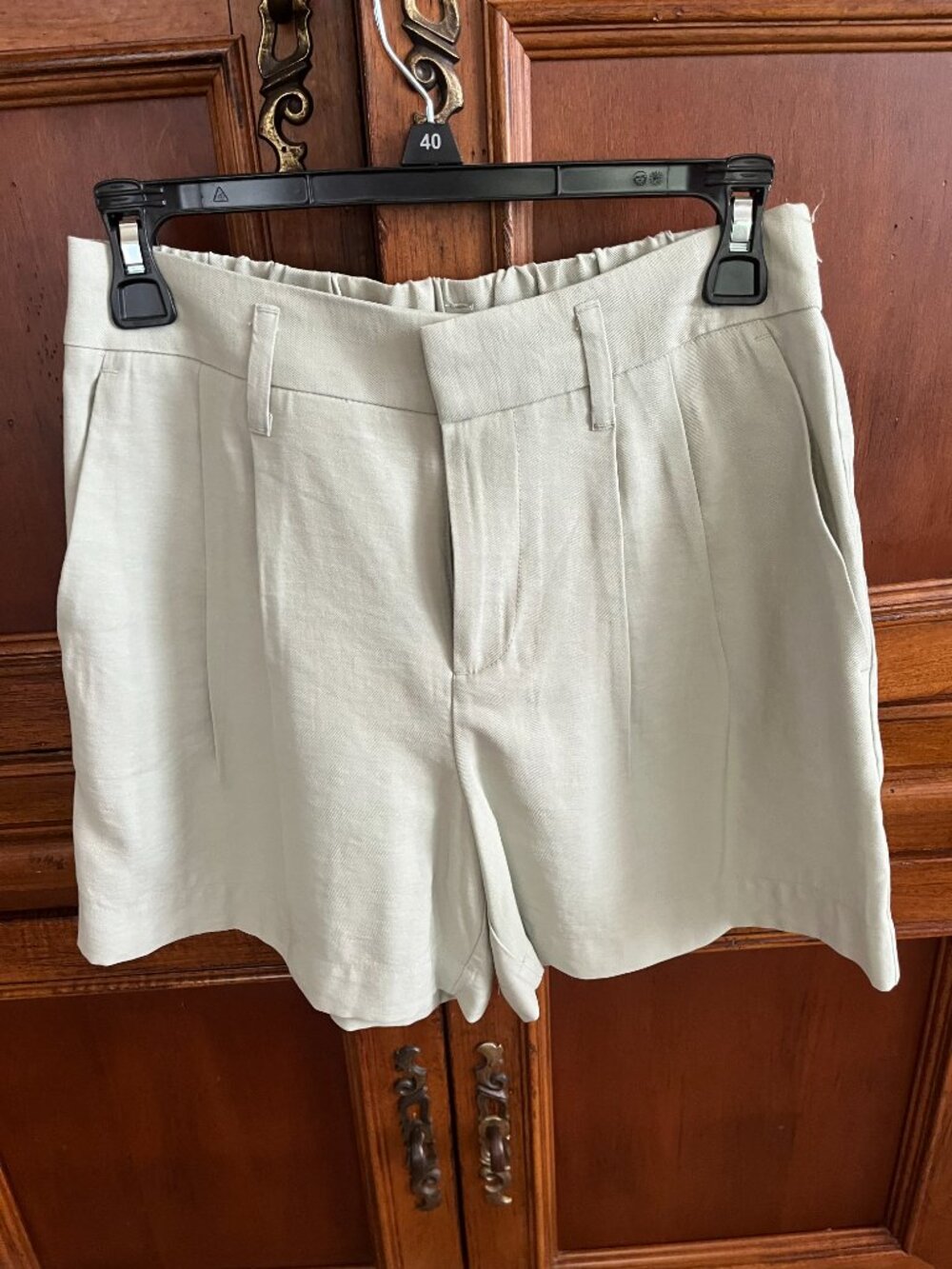 A New Day Linen Blend Pleated Shorts Tan Beige 2